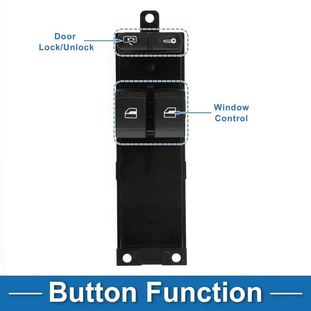 Power Window Switch No.1J3959857 Window Control Switch for Volkswagen Golf GTI Jetta Black