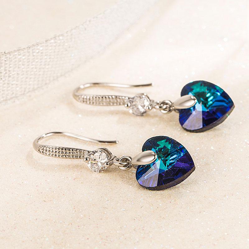 Ladies Elegant Colorful Love Heart Eardrop Earrings