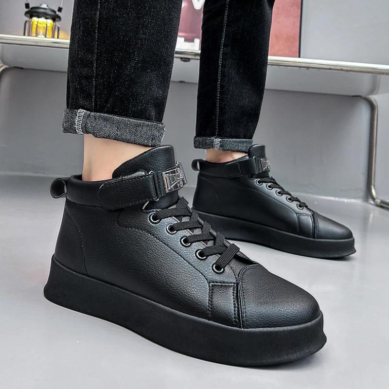 Fashion Fashion Men's Boots Thick Sole Versatile Male Casual Flats 2024 New High Top Sports Shoes Platform Shoes for Men Botas Masculino