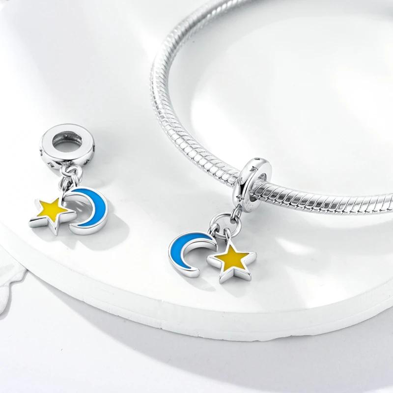Charms Coppersimple Star And Moon Luminous Beads Fit Charms Plataoriginal Bracelet Beads Women Jewellery Making