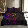 Digital Printing Soft with Soft Fabric Duvet Cover Set, Patern of Colorful Light Shing Through Black Rocks, It Uses a 3D Ultra-Soft Brushed, 3Pcs