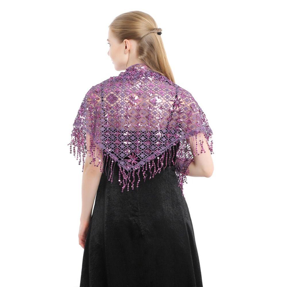 Sequins Sequins Tassel Shawls Tassels Belly Dancing Scarf Triangle Shawl  Banquet Evening Dresses