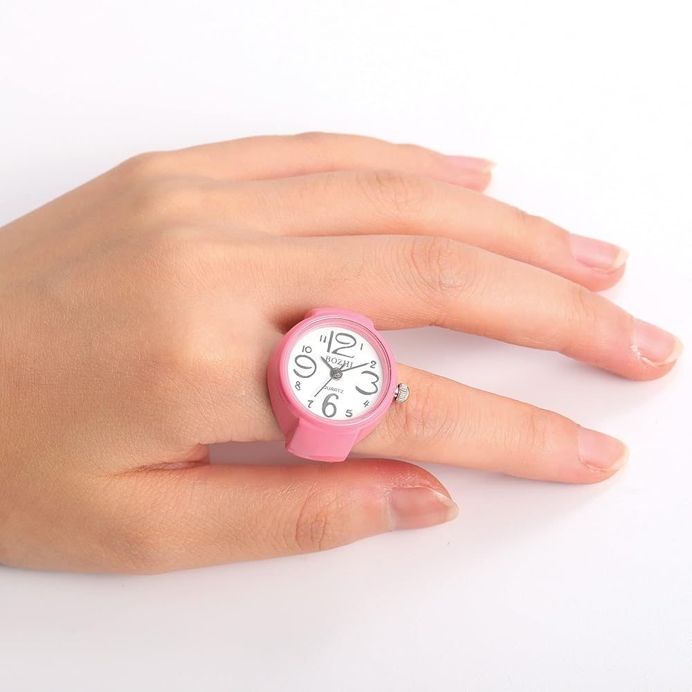 Lancardo Ring Watch Analog Round Design Free Size Cover Accessory for Men and Women Pink