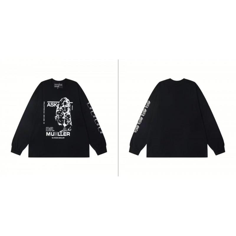 Washed Vintage Distressed Cotton Long Sleeve Tee Oversized Streetwear Style Men Casual Daily Wear
