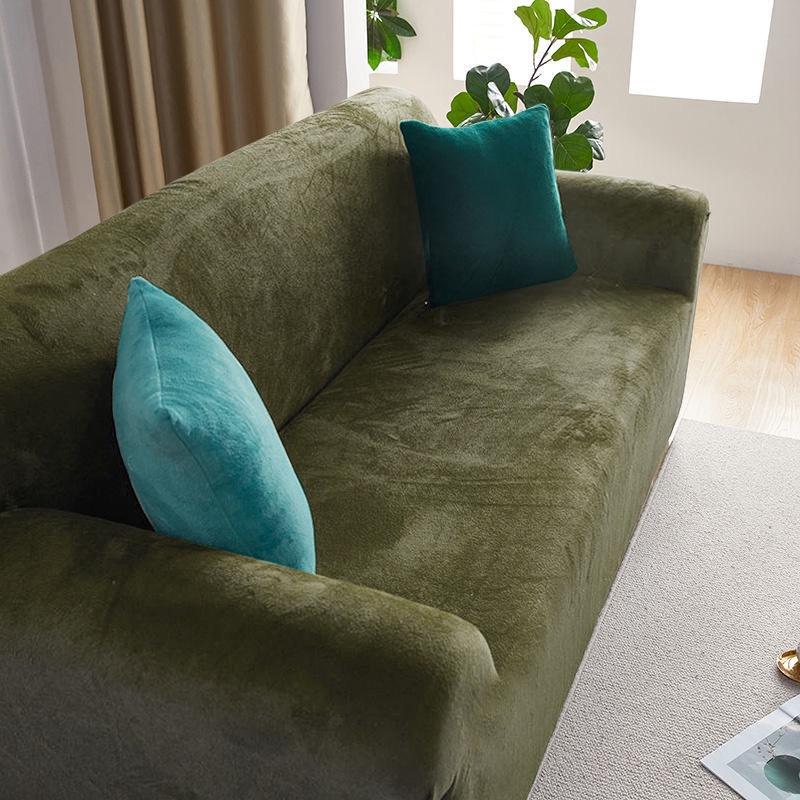 Potahy na pohovku do obývacího pokoje Elastický sametový plyšový jednobarevný potah na gauč Rohový potah ve tvaru L Potah na křeslo Domácí dekorace