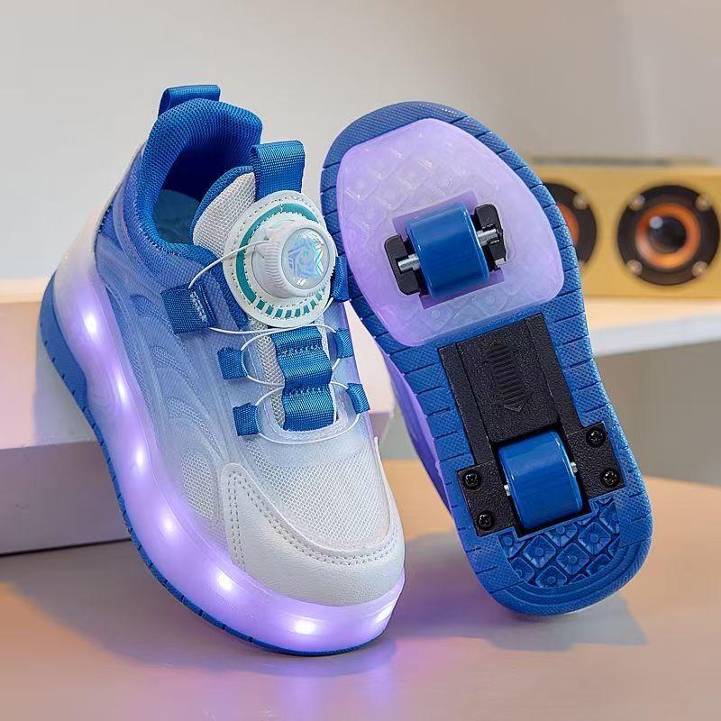 Boys  Retractable Double-Wheel Skating Shoes with Lights