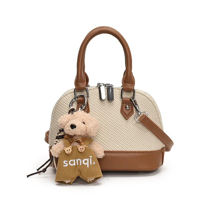 Korean Version of Niche Retro Style Contrasting Colors Splicing Portable Shell Bag Temperament Versatile Advanced Texture Commuter Messenger Bag Women