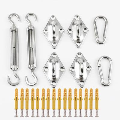 304 Edelstahl Dreieck Sonnensegel Zubehörset mit Outdoor Spannschloss & Diamantbeschlägen