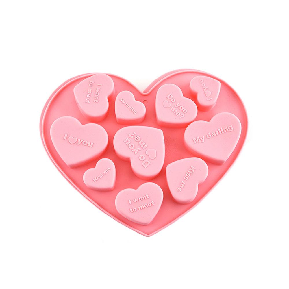 Siliconen World Silicone Chocolate Mold English Heart-shaped Cookie Fondant Cake Decorating Tools DIY Baking Molds Baking Pan