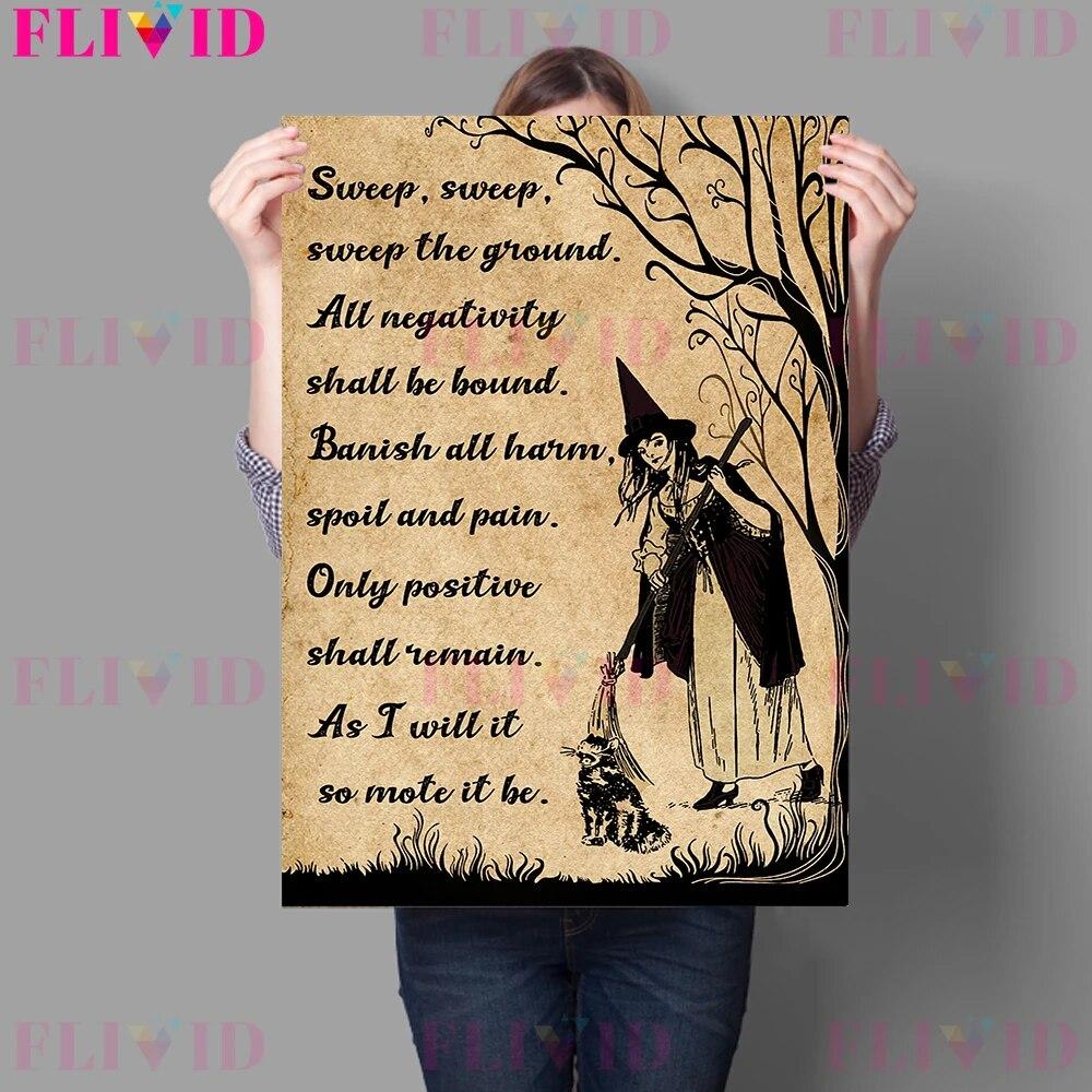 Black Cat Curse Witch Art Prints Moon Birds Witch And Wicked Wicca Inn Poster And Prints Decor Wall Art Canvas Painting No Frame