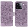 For Xiaomi 15 Case Rhinestone Decor PU Leather Mandala Imprinted Design Phone Cover with Wrist Strap