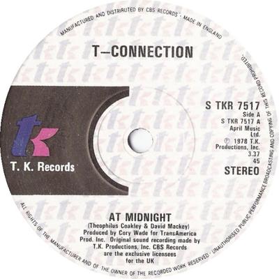 7inch Record T-CONNECTION - At Midnight STKR7517 T.K. Records 1979 UK Soul/Funk Used
