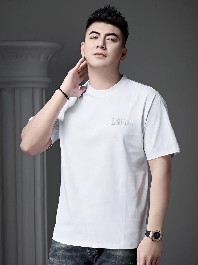 European Men's High-End Designer Embroidered Distressed Short-Sleeve T-Shirt 2026 New Summer Trendy Brand Light Luxury Half-Sleeve