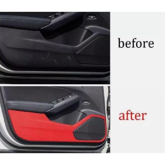 Panel Sticker For Honda Civic - Interior Door Anti-Kick Red Carbon Fiber