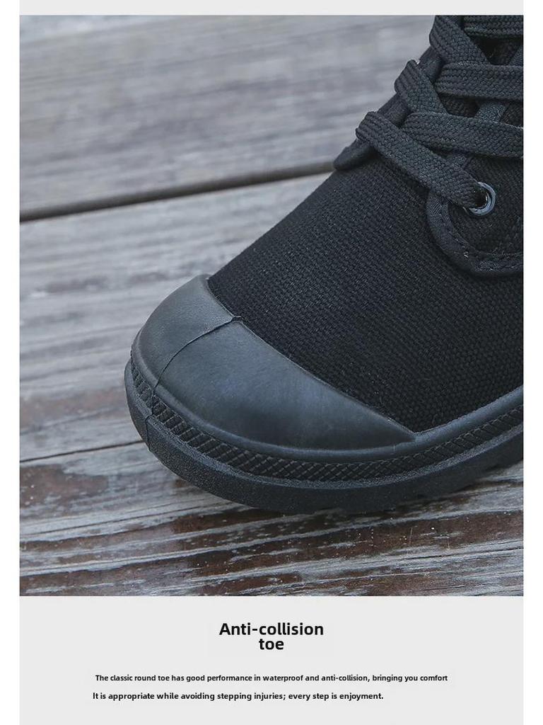 Pánské plátěné turistické boty s vysokým svrškem v korejském stylu - Trendy, ležérní, jednodílný design jazyka