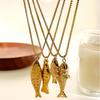 New Design Stainless Steel Gold Plated Fish Pendant Clavicle Necklace For Women Waterproof Beach Party Jewelry Accessories