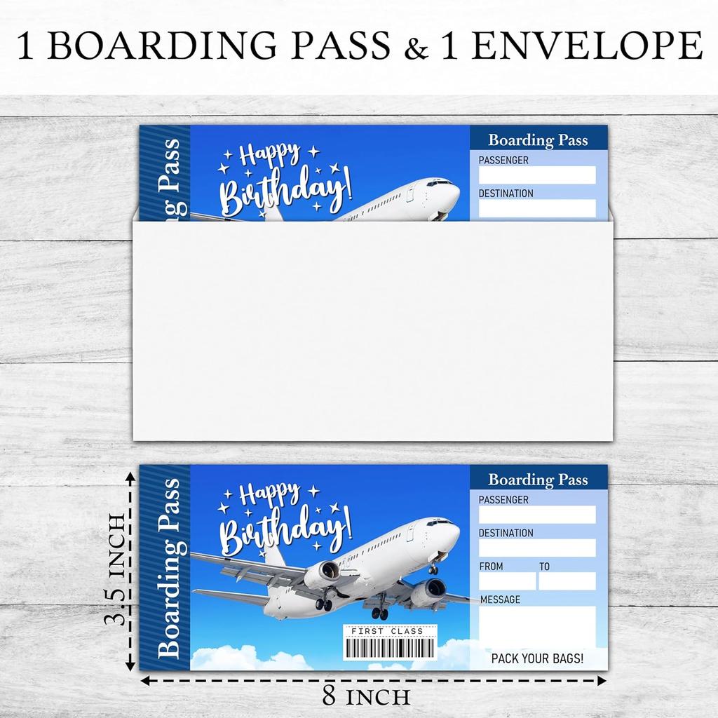 Birthday Boarding Pass Gift Ticket, Surprise Trip Reveal Ideas, Birthday Christmas Anniversary Valentine's Gifts, Fake Plane Tickets, 1 PC (A02)
