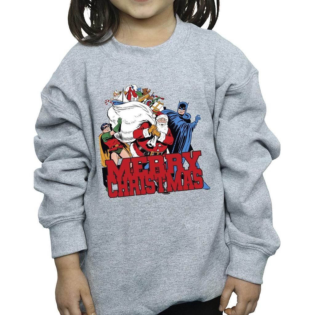 DC Comics Girls Batman Merry Christmas Comics Sweatshirt