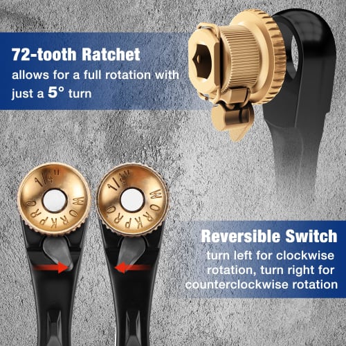 WORKPRO 34-Piece Socket Wrench Set, Driver Set, Bit Ratchet Set, 6.35mm Drive, Mini Ratchet Wrench, Dual-Purpose Ratchet Handle, Extension Bit Holder,