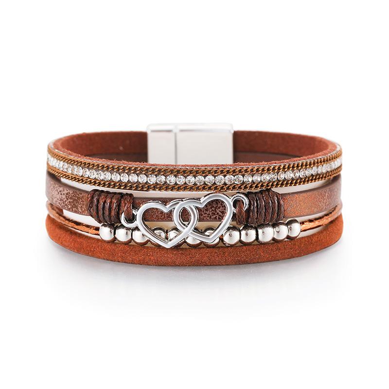 Multi Layer Leather Bracelet for Women Heart Accessories  Stylish Ladies Hand Jewelry Gift