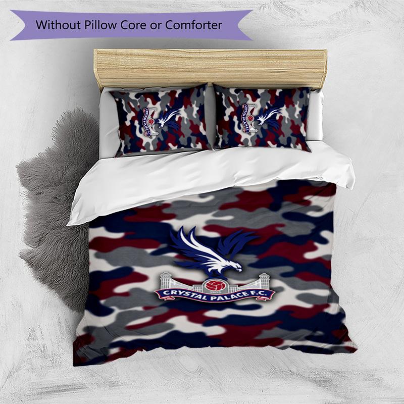 Crystal Palace Football Printed 3 Pieces Bedding Set, Comfortable Skin Friendly Bedroom Duvet Cover Set