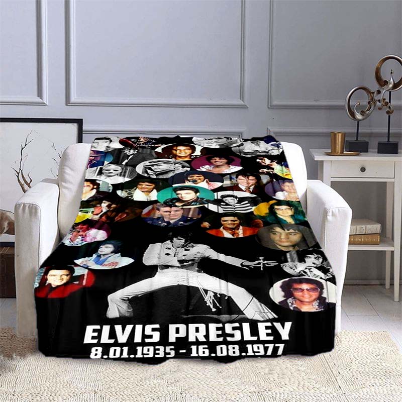 Various Styles of E-Elvis Pattern 3D Printed Rock Singer Sofa Blankets, Suitable for Adult and Children's Bedrooms and Living