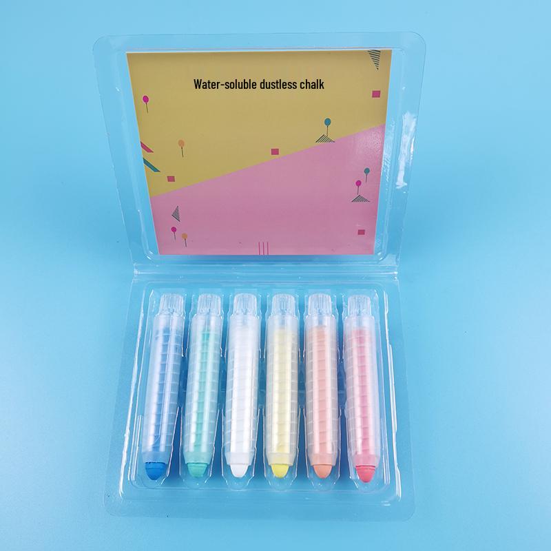 Washable, Vivid Water-Soluble Chalk: Dust-Free, Colorful, Erasable, with Clip for Teachers and Kids