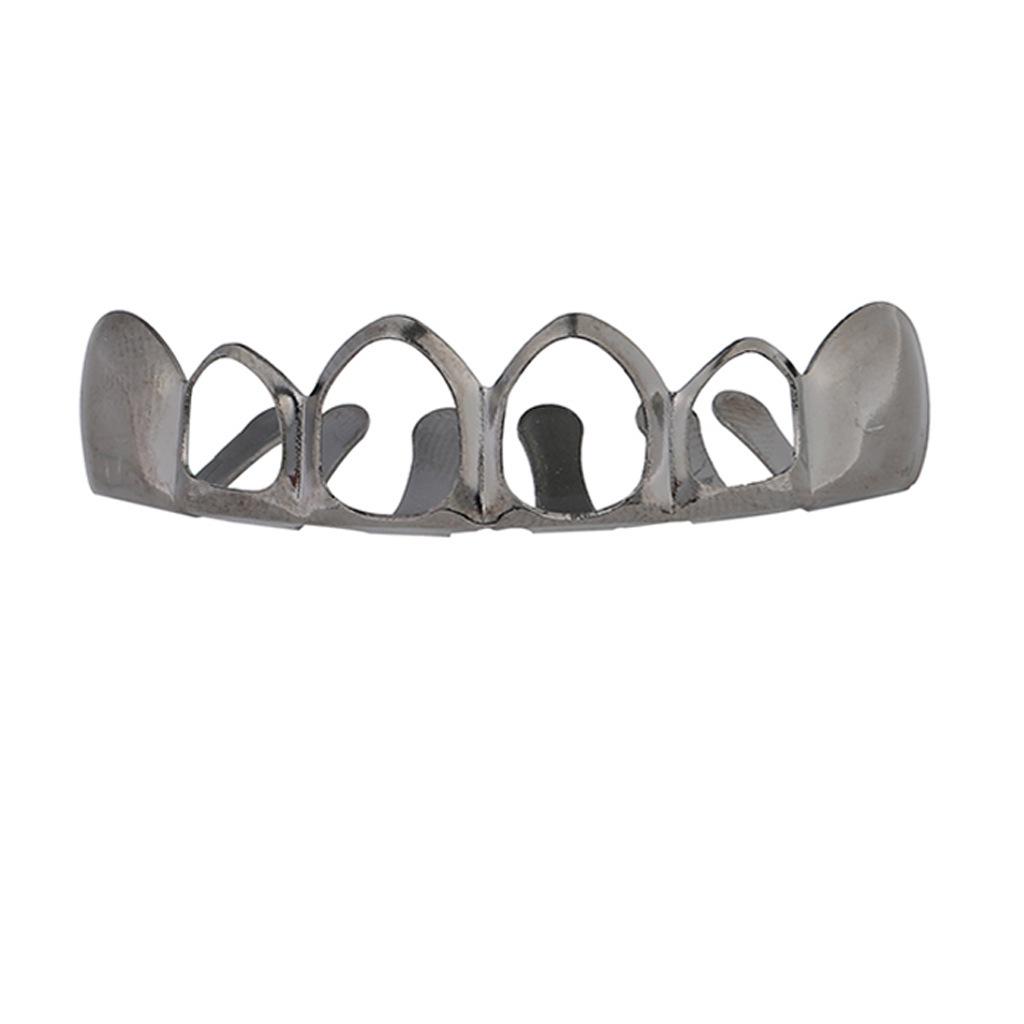 Cross-Border Trend: Gold Plated Hollow Six-Tooth Flat Fake Teeth for Halloween Costume & Hip Hop Grillz