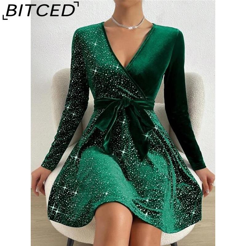 BITCED Autumn/Winter Collection: Sensual V-neck Bodycon Asymmetric Mini Sequin Dress