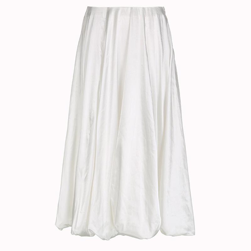 Solid Color Romantic Flower Bud Long Skirt Summer New Product Gentle Temperament Beautiful Vacation Casual Basic Skirt Women