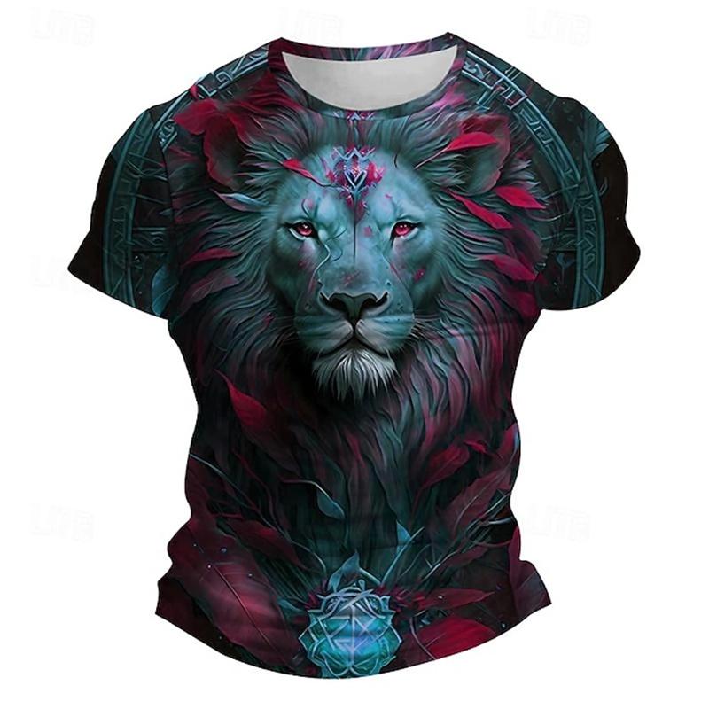 2024 Boutique Herr Vintage T-shirt Överdimensionerad 3D Tigertryck Kortärmad Topp Herrmode Rund Hals Sport Kortärmad 6XL