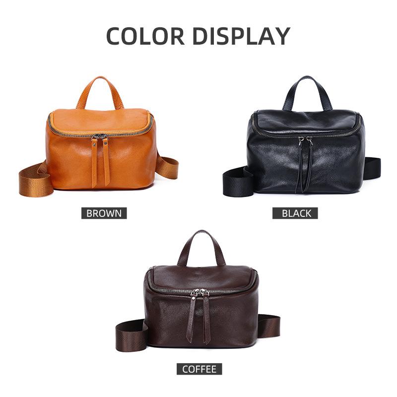 Women'S Bag First Layer Cowhide Simple Breast Bag Casual Fanny Pack Oblique Span Bag