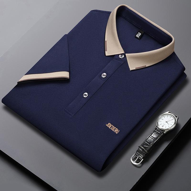 Poloshirt Herren T-Shirt Kurzarm Business Casual Herren Revers Besticktes Buchstaben-Halbarm-Oberteil