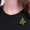 Christmas Tree Red Rhinestone Green Enamel Holiday Brooches Xmas Tree Buckle Pins Coat Bag Jewelry Accessory Gift For Women Men
