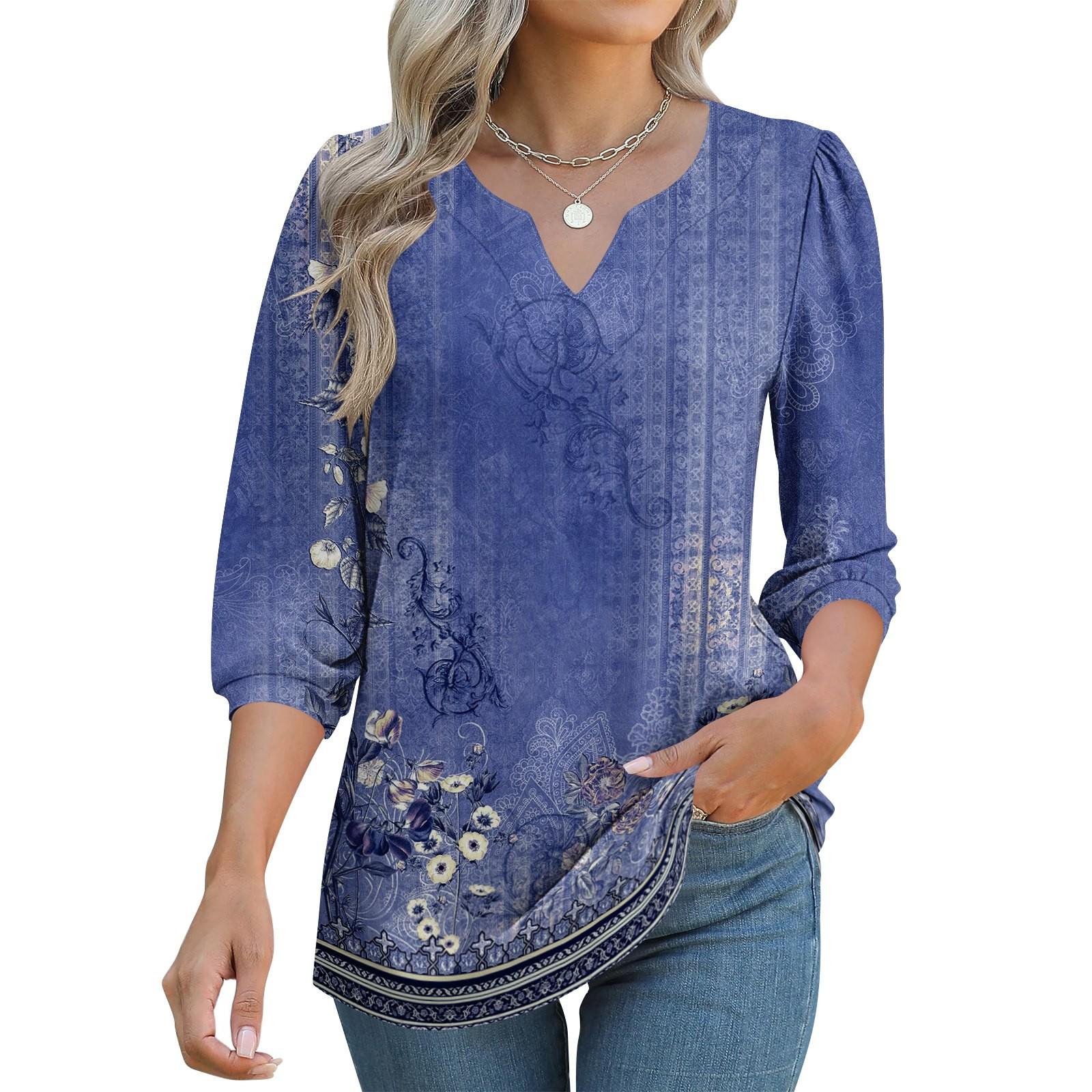 

Women s 3/4 Sleeve Shirts Graphic Tees Shirts Casual Basic Tops Pullovers XL фіолетовий