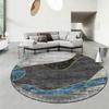 Modern Geometric Gold Line Print Round Floor Mat Anti-slip Living Room Floor Mat Indoor Carpet Home Decoration