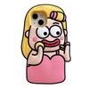 For iPhone 15 Silicone Case Cute Makeup Girl Design Shockproof Phone Back Cover