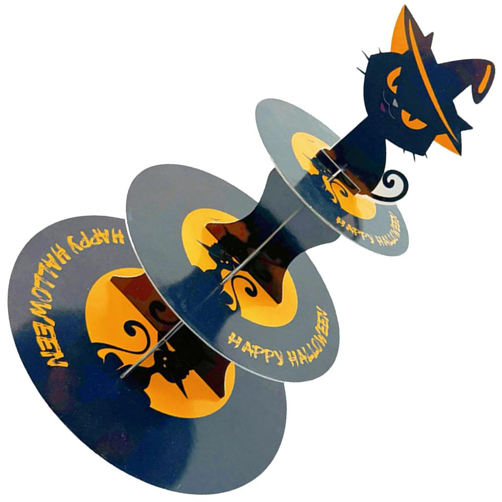 Halloween Themed Multi Tier Paper Dessert Stand For Spooky Party Tabletop Decoration And Sweet Treats Display