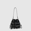 Fashion Rivet Bucket Bag Punk-style Fringes Beads Decor Underarm Bag Street Party Womens' Drawstring Design Large Handbag