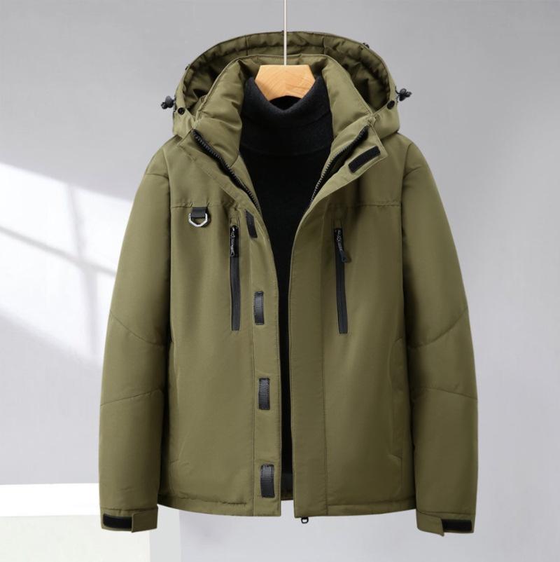 Detachable Hooded Fur Collar Cold Resistant Men's Winter Cotton Jacket Thickened Warm Lightweight Casual Loose Comfortable Cotton Clothes