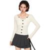Lace Tied Up Long Sleeved T Shirts Slim Fit Fake 2 Pieces Crop Tops  Travel