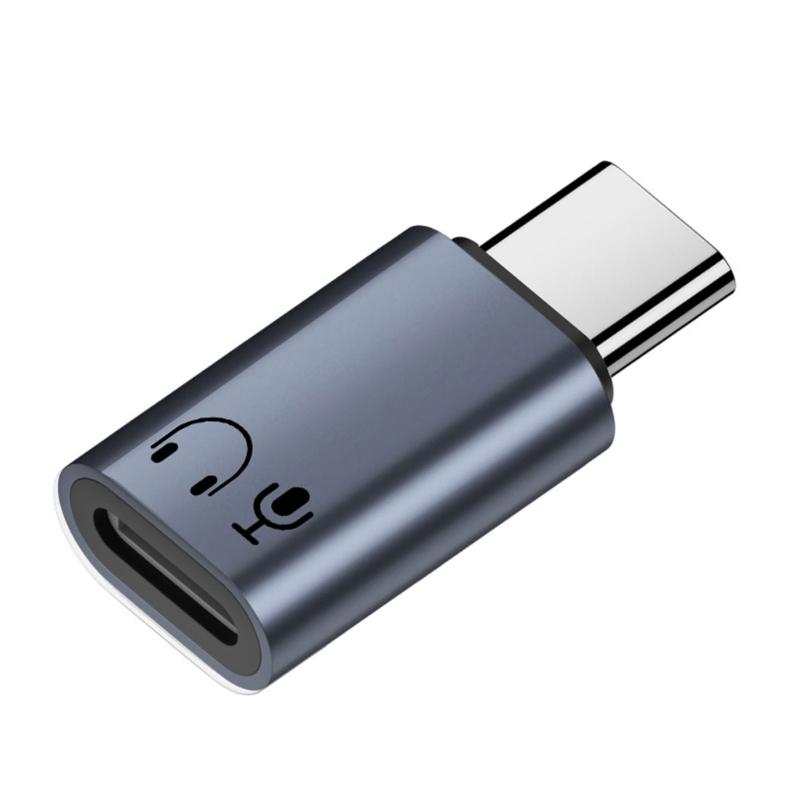 

USB C Audios Adapter for Phone 15/16 Fast Data Transfer Type C Male to Female Earphone Converters сірий