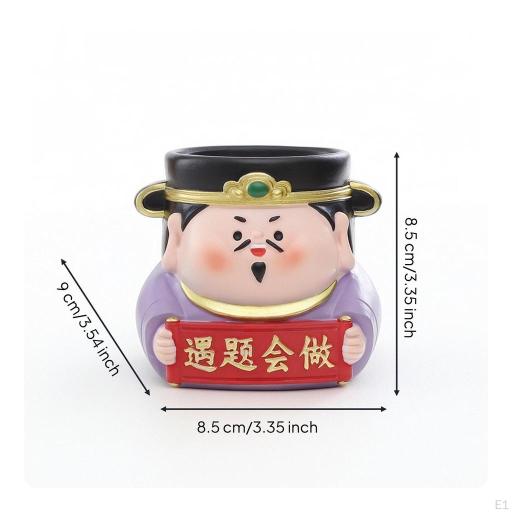 Figurine Pen Holder Decorative Cartoon Deity Cup Chinese Style Desk Pencil for Students,