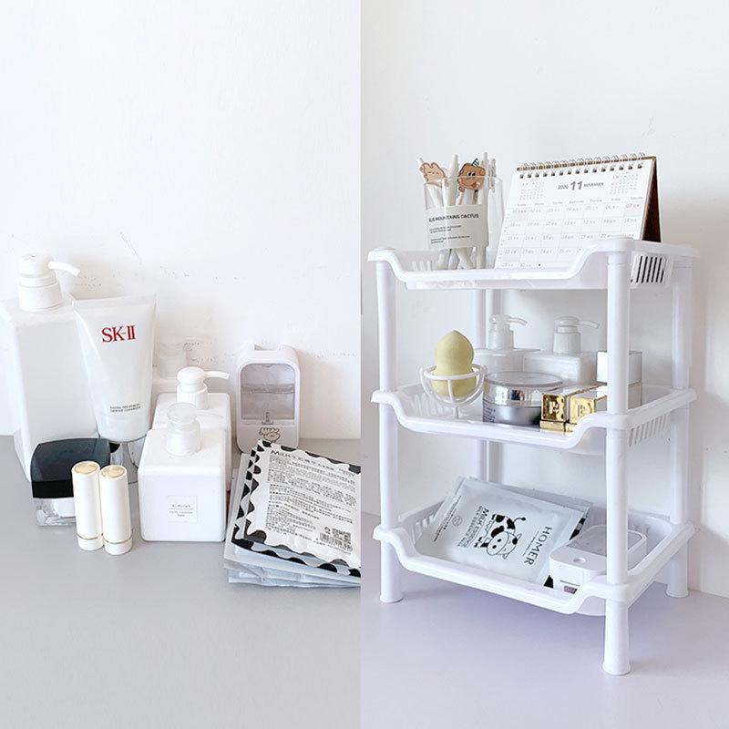Scaffale multi-livello per organizzazione in cucina, bagno e sulla scrivania