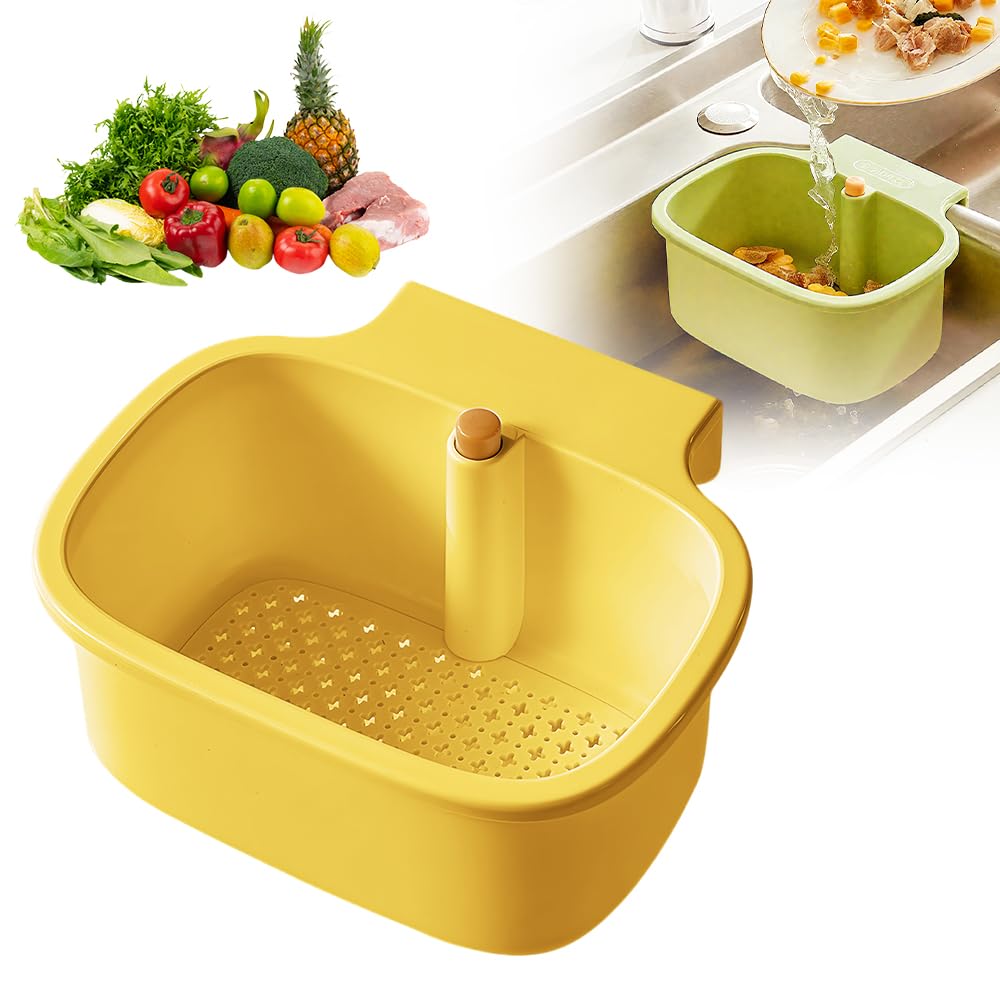 Sink Strainer Basket with Waste Filter Detachable Design Press Bottom for Kitchen Draining Filtering