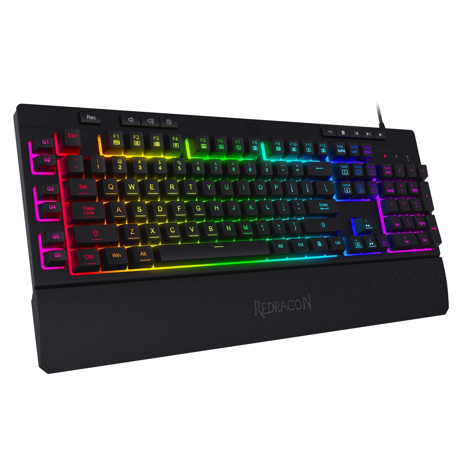 

Redragon K502RGB Gaming Keyboard, RGB LED Backlit, Illuminated, 104 Keys, Silent Keyboard with Wrist Rest for Windows PC Gaming (RGB Backlight)