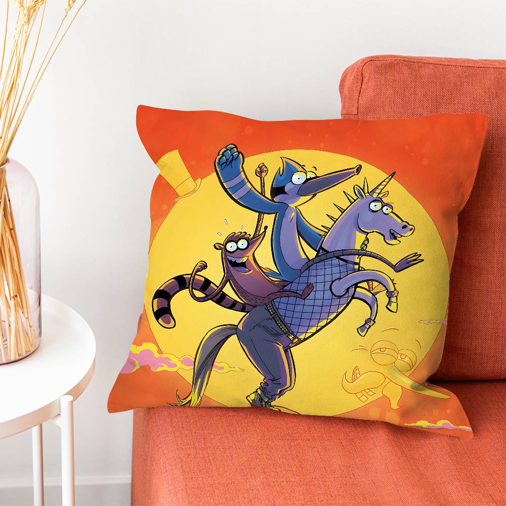 RRegular Rigby Show Pillow Case Plush Fabric Soft Pillowcase Double Sided Print Cushion Cover Household Gifts