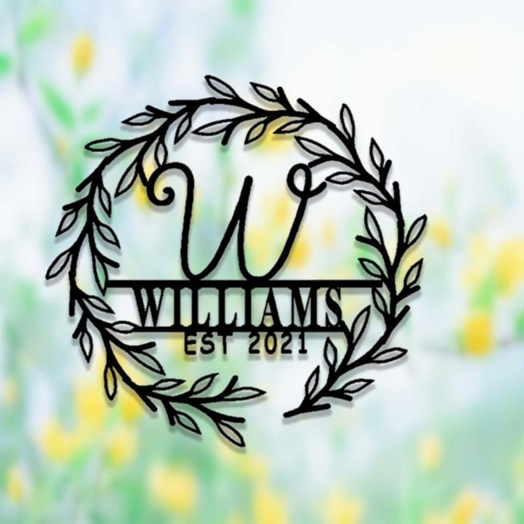 Metal Monogram Name Sign, Personalized Last Name Plaque for Wall, Home Decor Gift, Established Date Embellishment, Vintage Tin Sign
