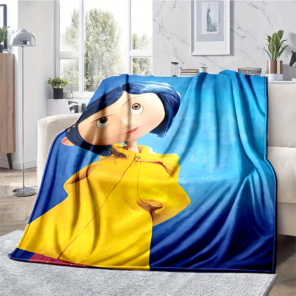 Coraline Theme Printed Blanket - Perfect for Couch, Bed, Travel & Outdoor Use | Machine Washable, Cozy & Durable.