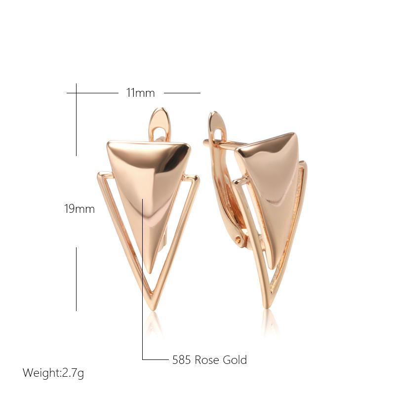 Fashion Glossy Dangle Earrings  Rose Gold Simple Triangle Earrings For Women High Quality Daily Fine Jewelry